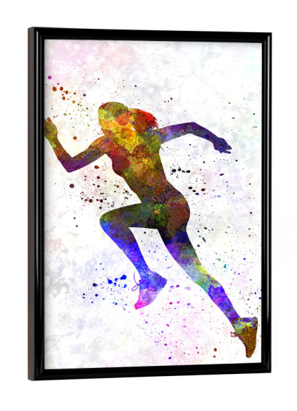 Poster mit schwarzem Rahmen "Woman runner jogger running-f" artboxONE - Sport