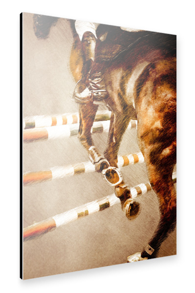 Alu-Dibond "Horse riding illustration sport" 30x20 cm artboxONE