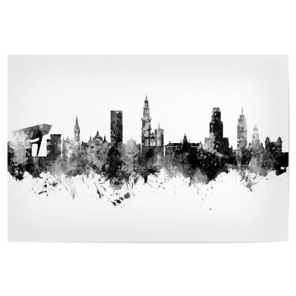 Poster 30x20 cm "Antwerp Belgium Skyline Black" artboxONE - Städte,Schwarzweiß