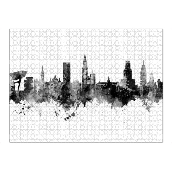 Puzzle Ravensburger "Antwerp Belgium Skyline Black" artboxONE - Städte,Schwarzweiß