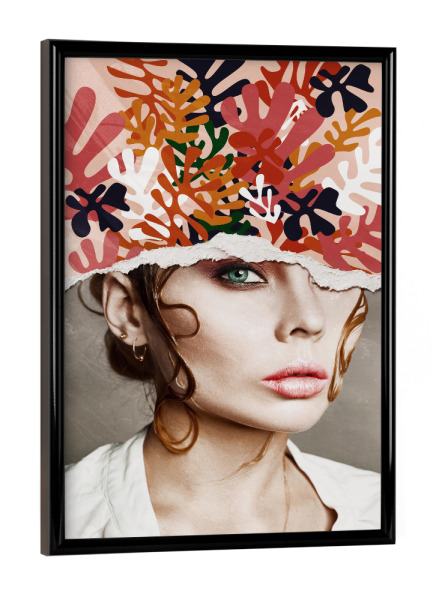Poster mit schwarzem Rahmen "Floral Woman by Tas" artboxONE - Natur,Floral,Menschen