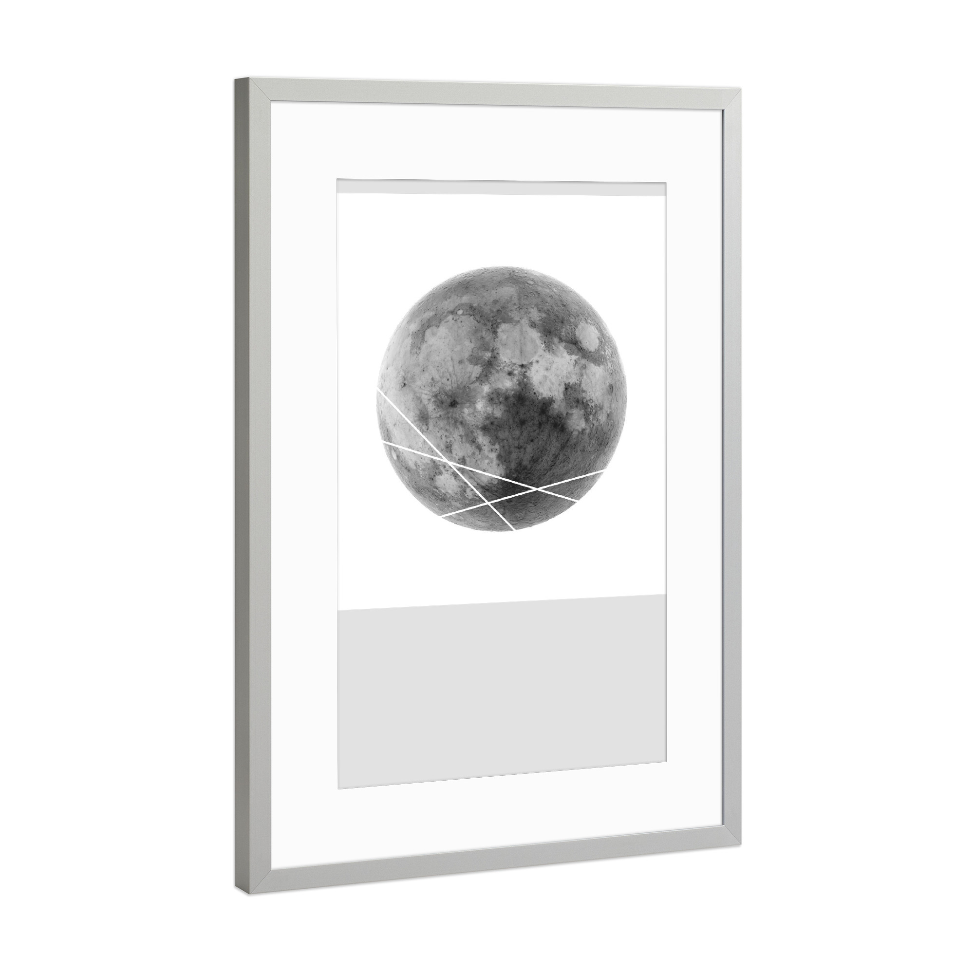 Poster mit Rahmen Silber "MOONLINES" artboxONE - Schwarzweiß,Galaxy