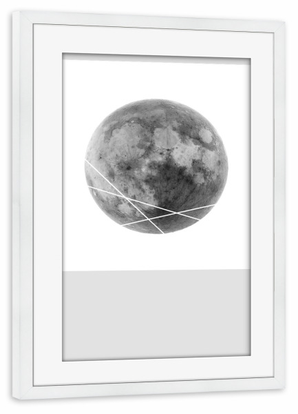 Poster mit Rahmen weiß "MOONLINES" artboxONE - Schwarzweiß,Galaxy