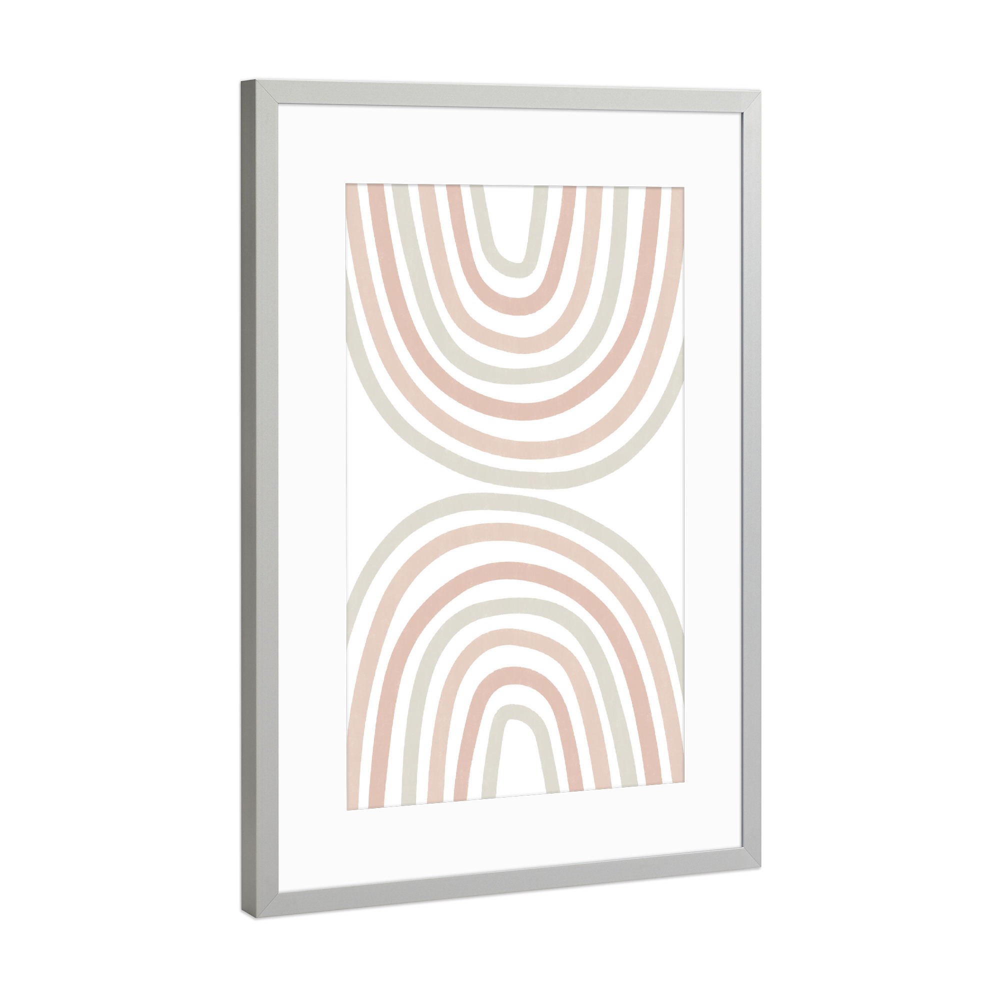Poster mit Rahmen Silber "Double Rainbow" artboxONE - Für Kinder,Abstrakt