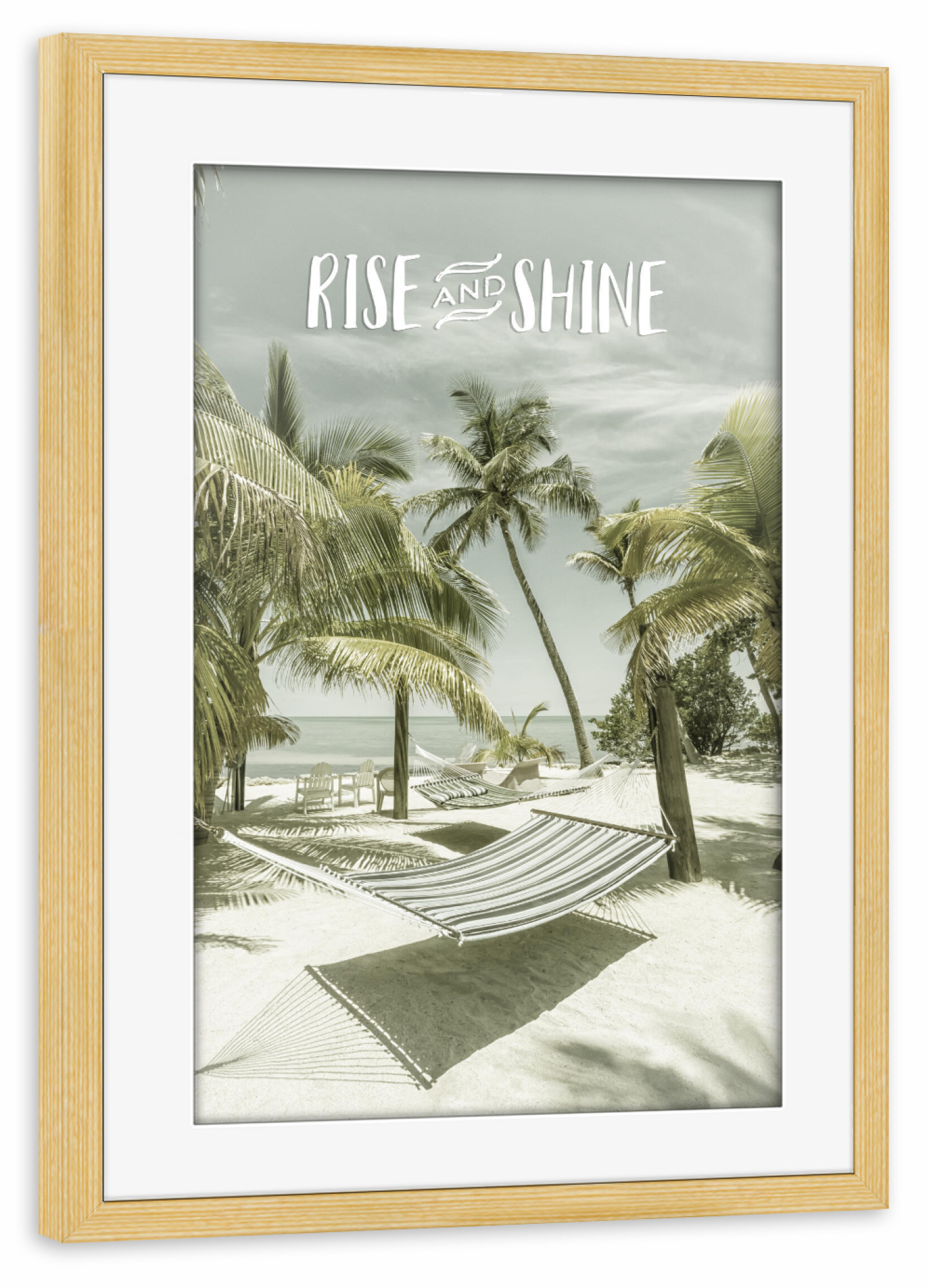 Poster mit Rahmen kiefer "Frisch gestärkt in den Tag" artboxONE - Typografie,Reise / Strand und Meer