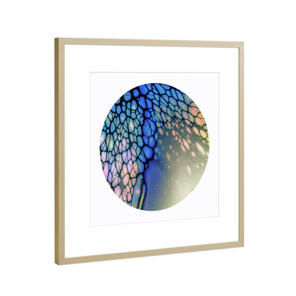 Poster mit Rahmen Gold "Blue Wing - the Cells" artboxONE - Abstrakt