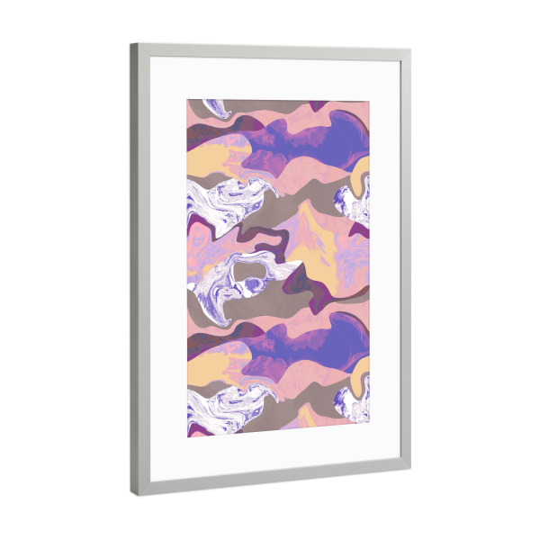 Poster mit Rahmen Silber "Abstract Trippy Purple Yellow" artboxONE - Abstrakt,Fashion,Für Mama