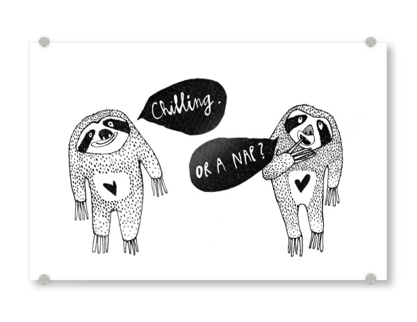 Acrylglasbild "Lea Schulze - Zwei Faultiere" artboxONE - Typografie,Tiere,Comic,Schwarzweiß,Lustig