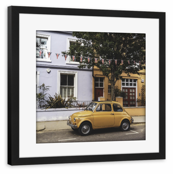 Poster mit Rahmen schwarz "Notting Hill cinquecento" artboxONE - Städte / London,Reise,Automobile