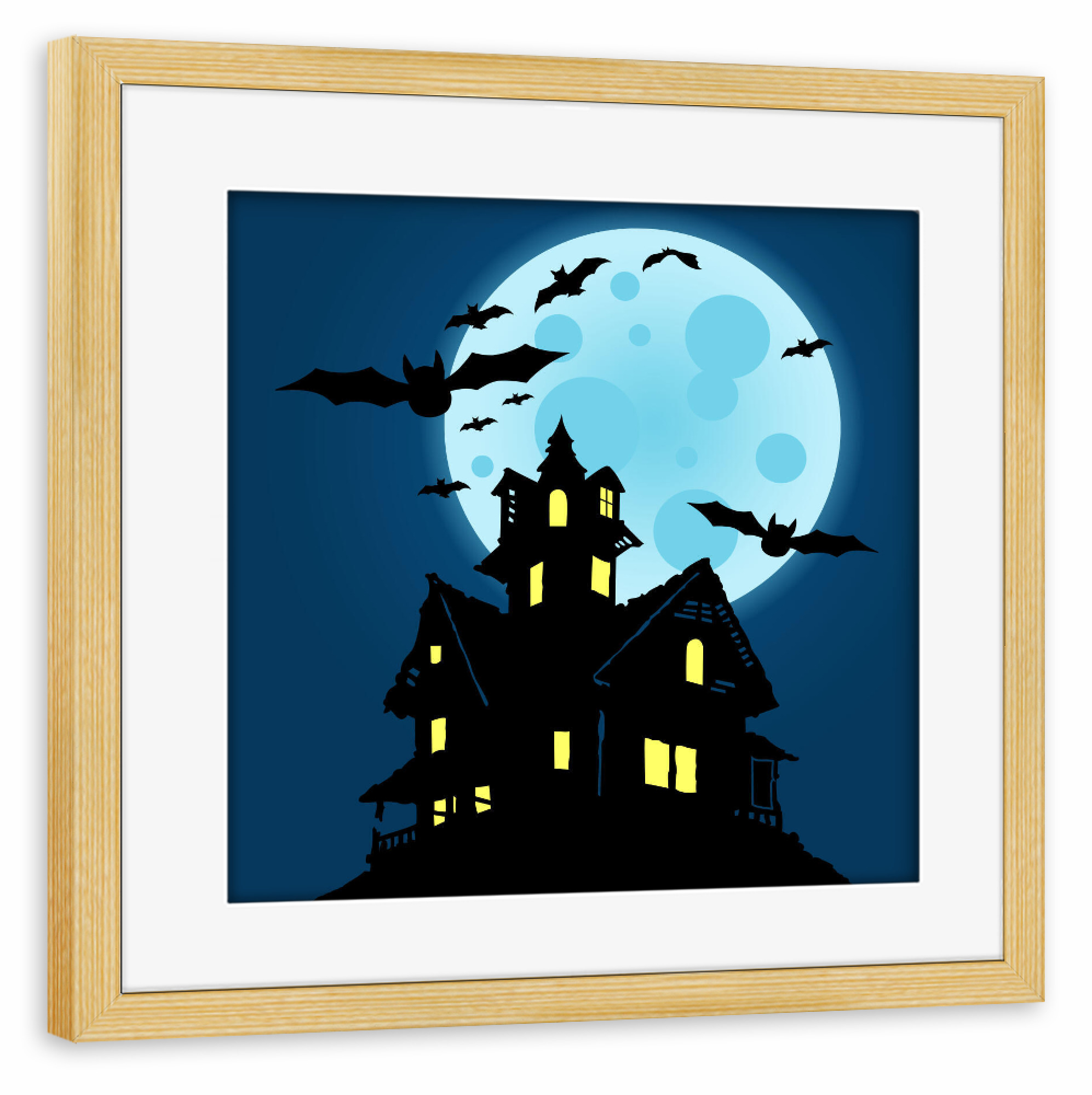 Poster mit Rahmen kiefer "Halloween Haunted House" artboxONE - Tiere,Halloween