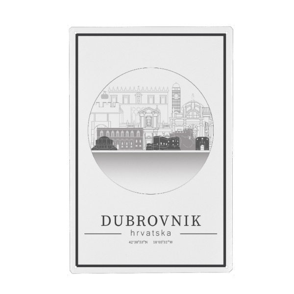 Holzbild "Dubrovnik skyline line art circle" artboxONE - Städte,Reise,Architektur,Kartografie