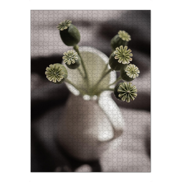 Puzzle Ravensburger "Green Poppies" artboxONE - Floral - Mohn,Grün,Green,Blüten,Flower,Floral,Weiß,White,Light,Licht,Schatten,Ruhe,Soft,Frisch,Home