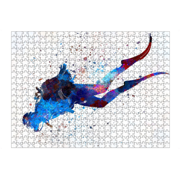 Puzzle Ravensburger "Man scuba diver in watercolor-c" artboxONE - Sport