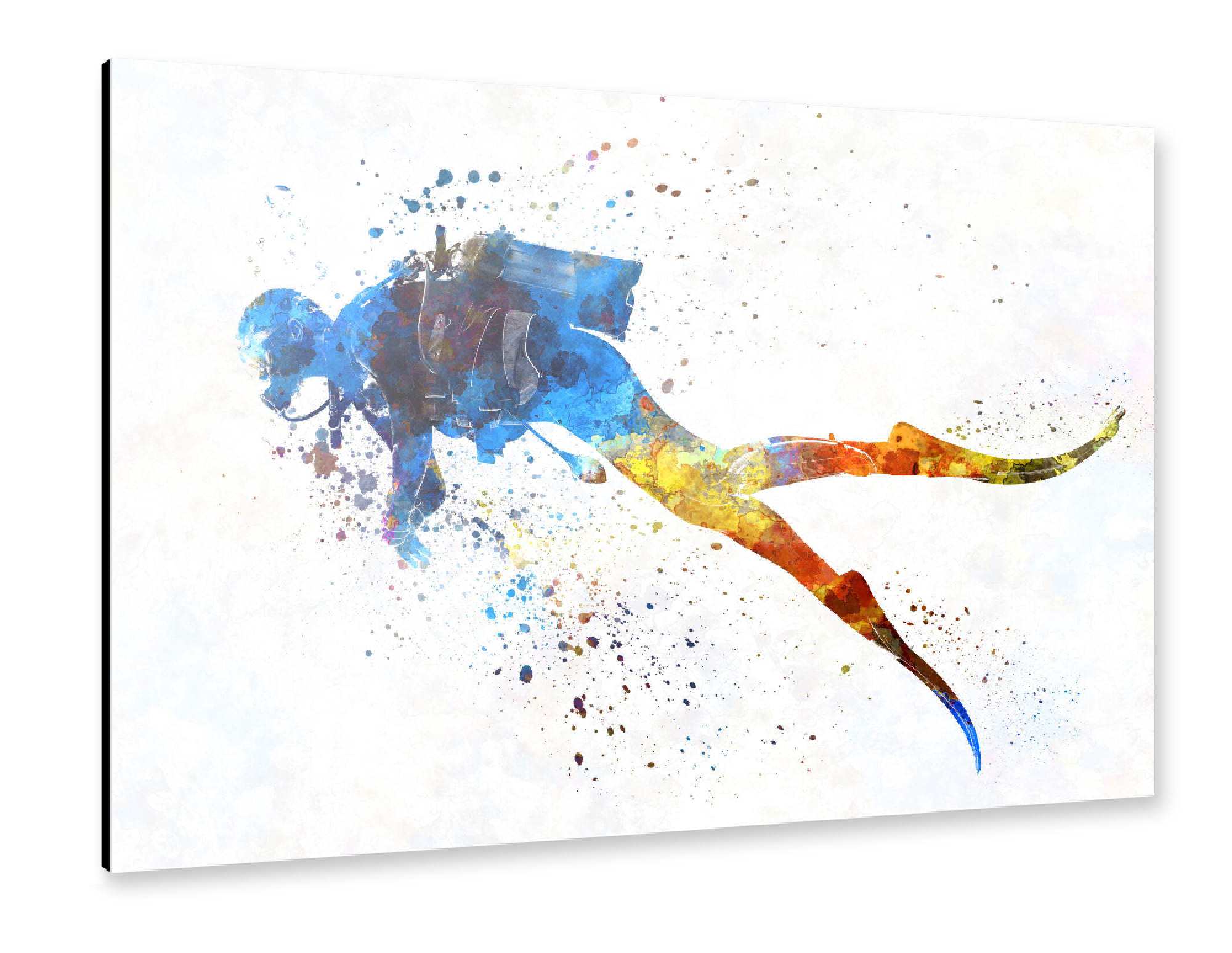 Alu-Dibond "Man scuba diver in watercolor" 30x20 cm artboxONE