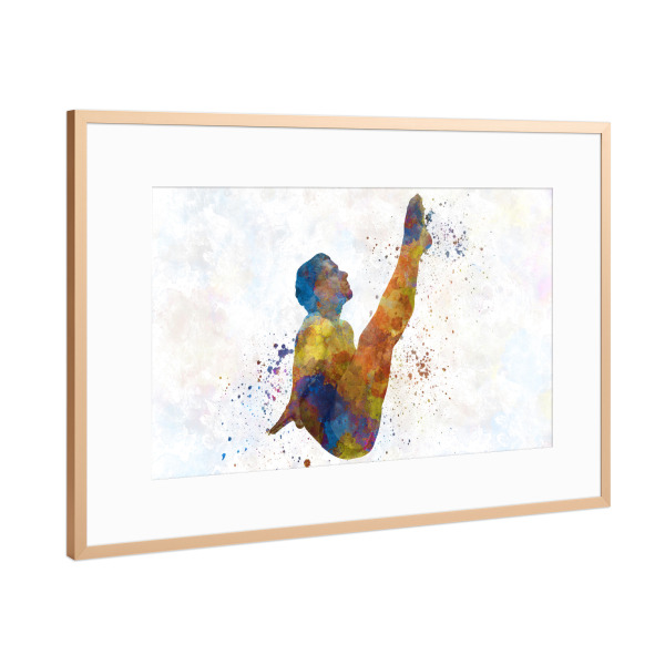 Poster mit Rahmen Kupfer "Trampoline jump in watercolor" artboxONE - Sport