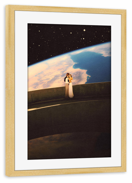 Poster mit Rahmen kiefer "Lovers On The Bridge" artboxONE - Menschen,Liebe,Galaxy