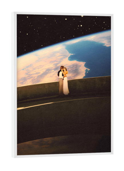 Poster mit weißem Rahmen "Lovers On The Bridge" artboxONE - Menschen,Liebe,Galaxy