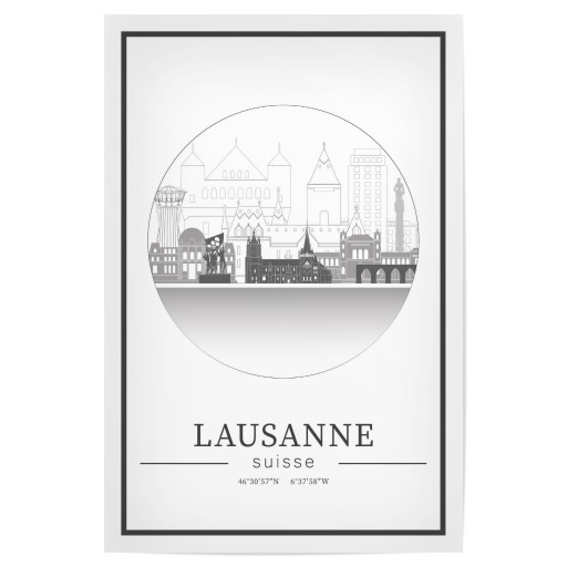 Lausanne skyline line art circle