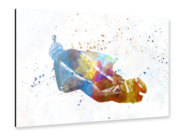 Alu-Dibond "Wingsuit wings in watercolor" 30x20 cm artboxONE