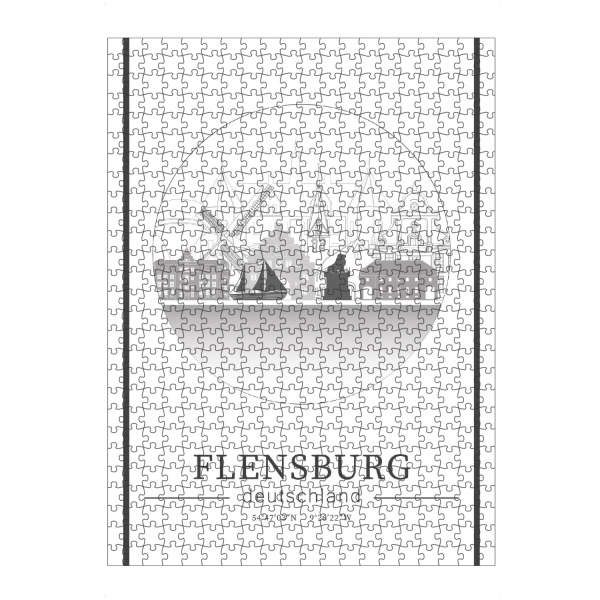 Puzzle Ravensburger "Flensburg skyline line art circle" artboxONE - Städte,Reise,Architektur,Kartografie