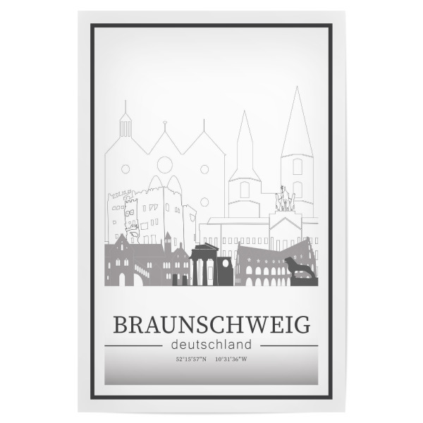 Poster "Braunschweig skyline line art" artboxONE - Städte,Reise,Architektur,Kartografie