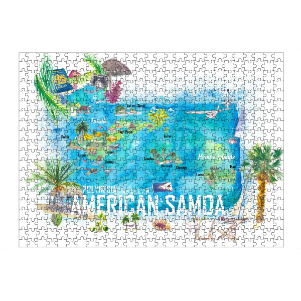 Puzzle Ravensburger "American Samoa Map" artboxONE - Reise,Reise / Strand und Meer,Kartografie