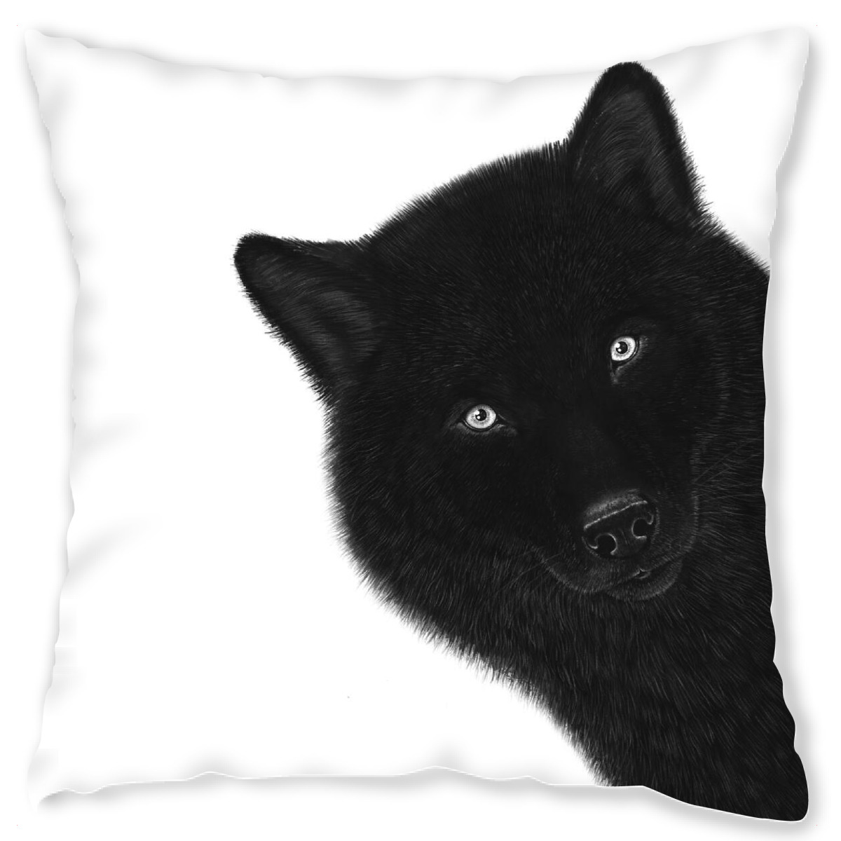 Design-Kissen "Black wolf" artboxONE - Natur,Tiere,Lustig - Wolf,Wild,Black and white,Ink pen,Graphic,Dog,Wild dog,Schwarzweiߟ,Wulf,Hund,Portrait