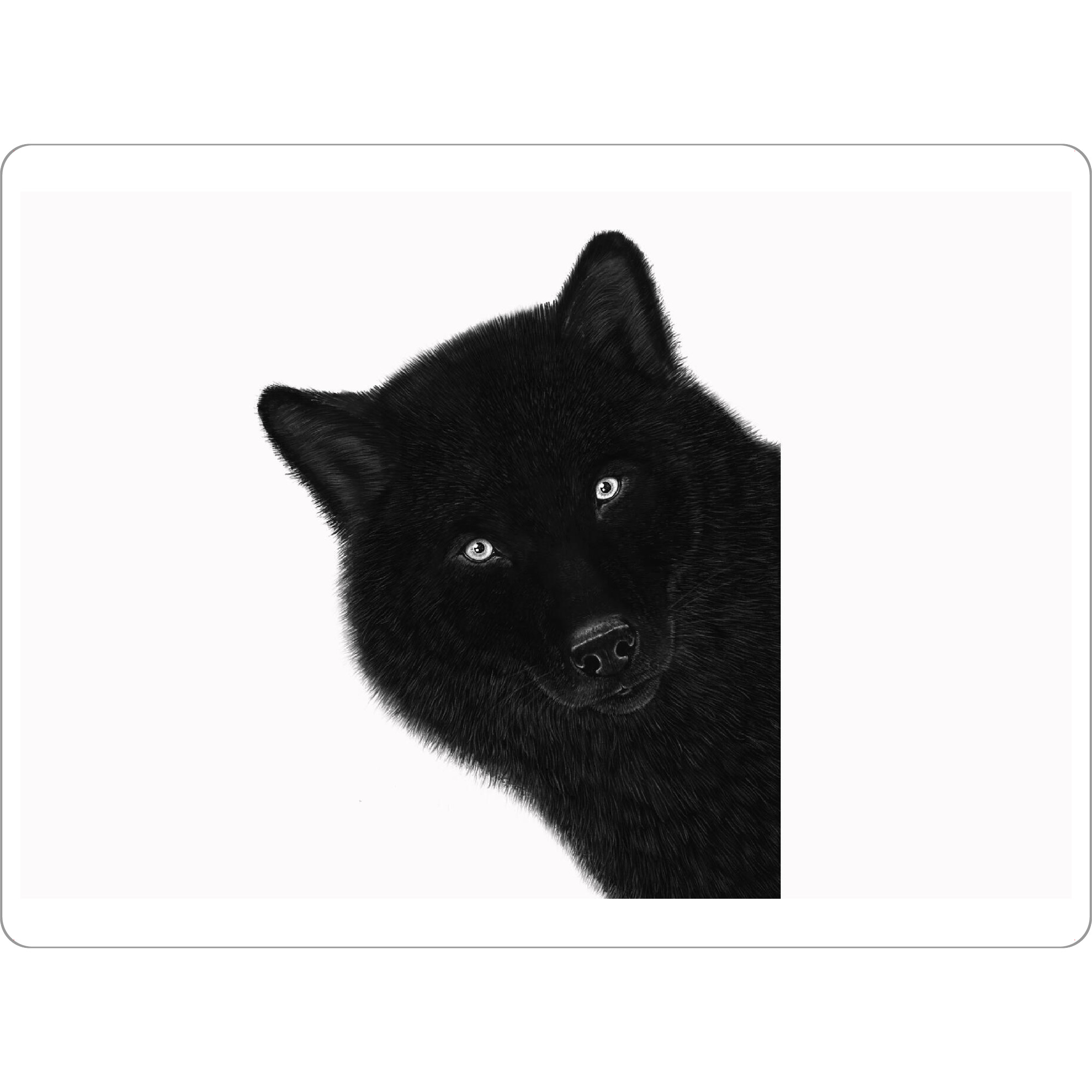 Tischset "Black wolf" artboxONE - Natur,Tiere,Lustig - Wolf,Wild,Black and white,Ink pen,Graphic,Dog,Wild dog,Schwarzweiß,Wulf,Hund,Portrait