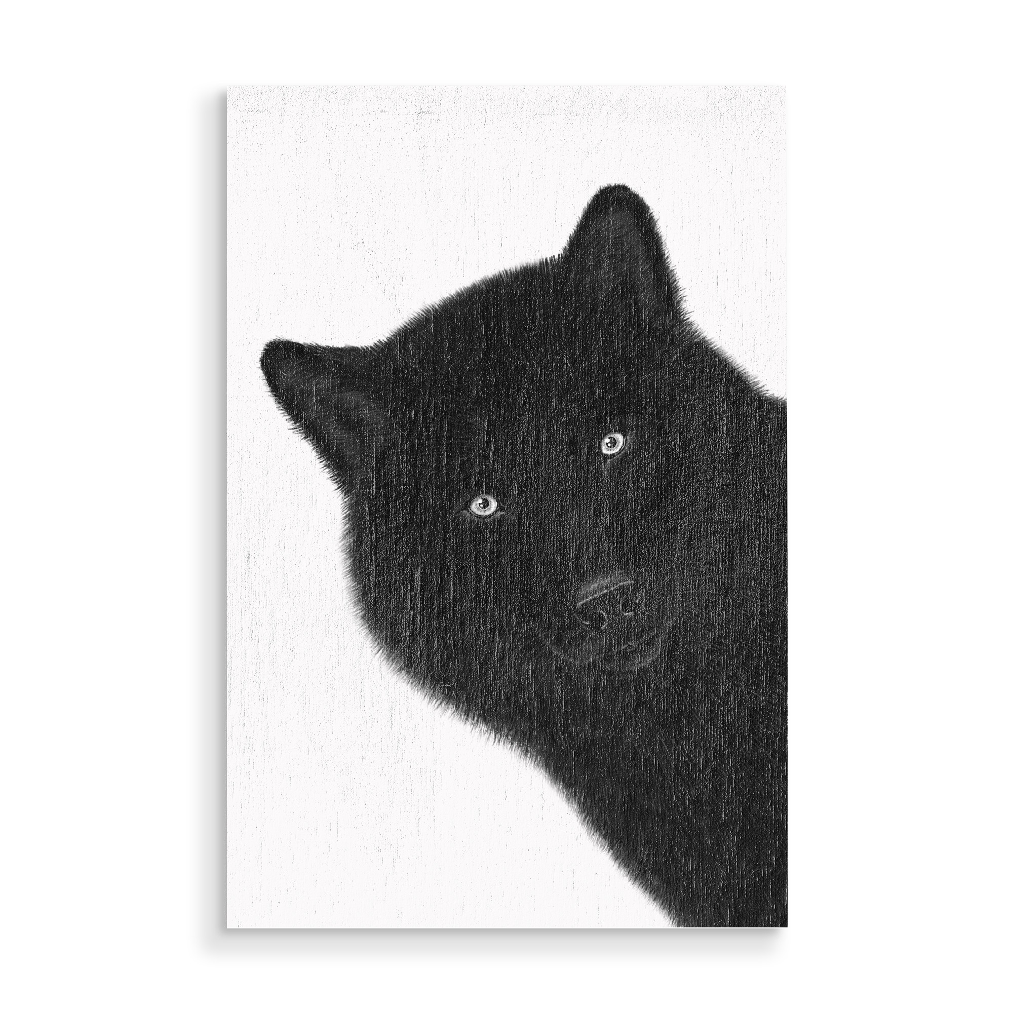Holzbild "Black wolf" artboxONE - Natur,Tiere,Lustig - Wolf,Wild,Black and white,Ink pen,Graphic,Dog,Wild dog,Schwarzweiß,Wulf,Hund,Portrait
