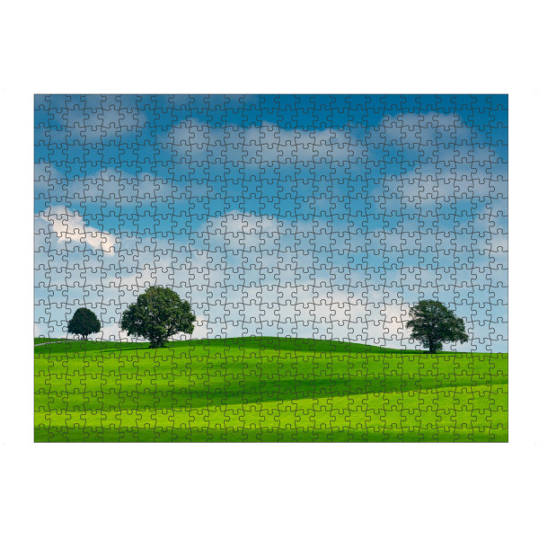 Puzzle Ravensburger "Drei Bäume" artboxONE - Natur - Clouds,Wiese,Gras,Bäume,Trees,Natur,Nature,Field,Feld,Wolken,Sky,Himmel - Bild clouds