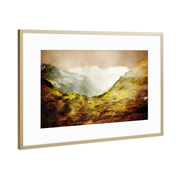 Poster mit Rahmen Gold "Switzerland Klaussen Pass" artboxONE - Natur,Reise
