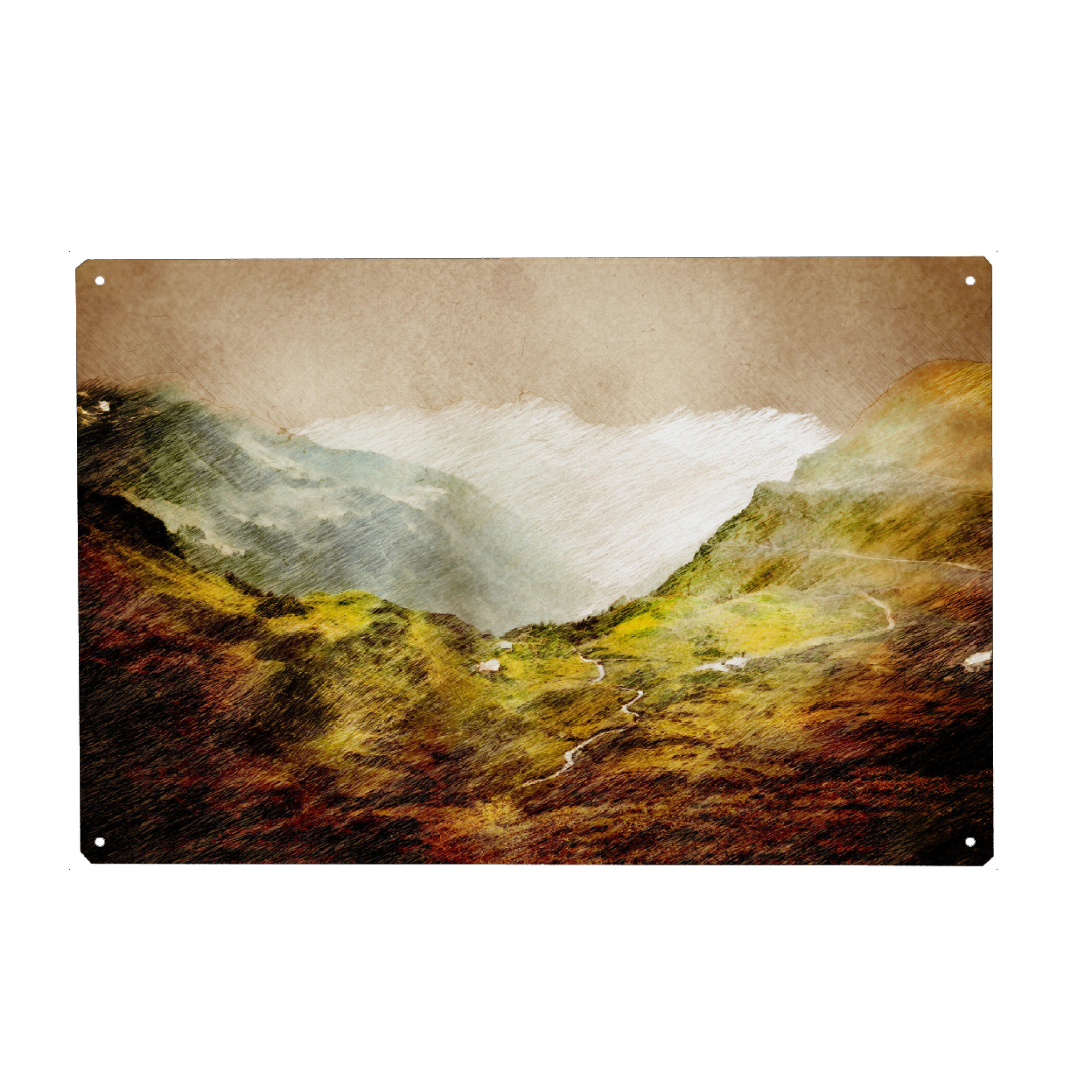 Holzbild "Switzerland Klaussen Pass" artboxONE - Natur,Reise