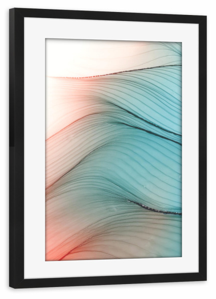 Poster mit Rahmen schwarz "Green Hills - Art - Waves" artboxONE - Abstrakt