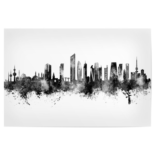 Poster 30x20 cm "Kuwait City Skyline Black" artboxONE - Städte,Schwarzweiß