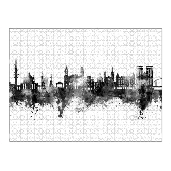 Puzzle Ravensburger "Pamplona Spain Skyline Black" artboxONE - Städte,Schwarzweiß