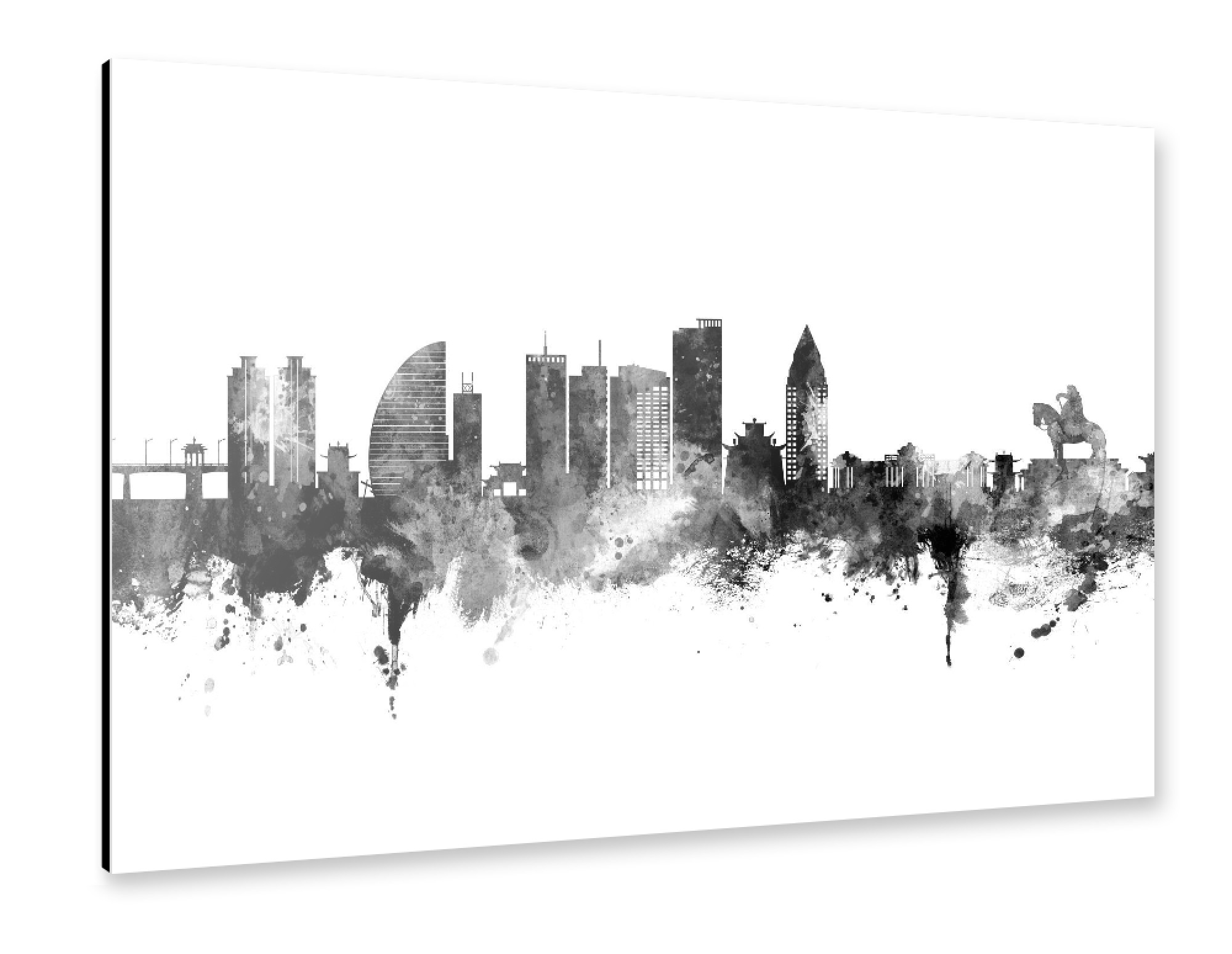 Alu-Dibond "Ulaanbaatar Skyline Black" 30x20 cm artboxONE