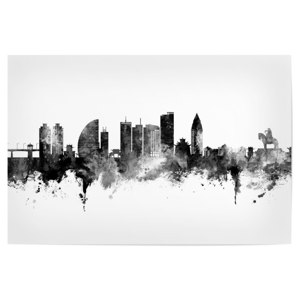 Poster "Ulaanbaatar Skyline Black" artboxONE - Städte,Schwarzweiß