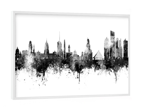 Poster mit weißem Rahmen "Buenos Aires Skyline Black" artboxONE - Städte,Schwarzweiß