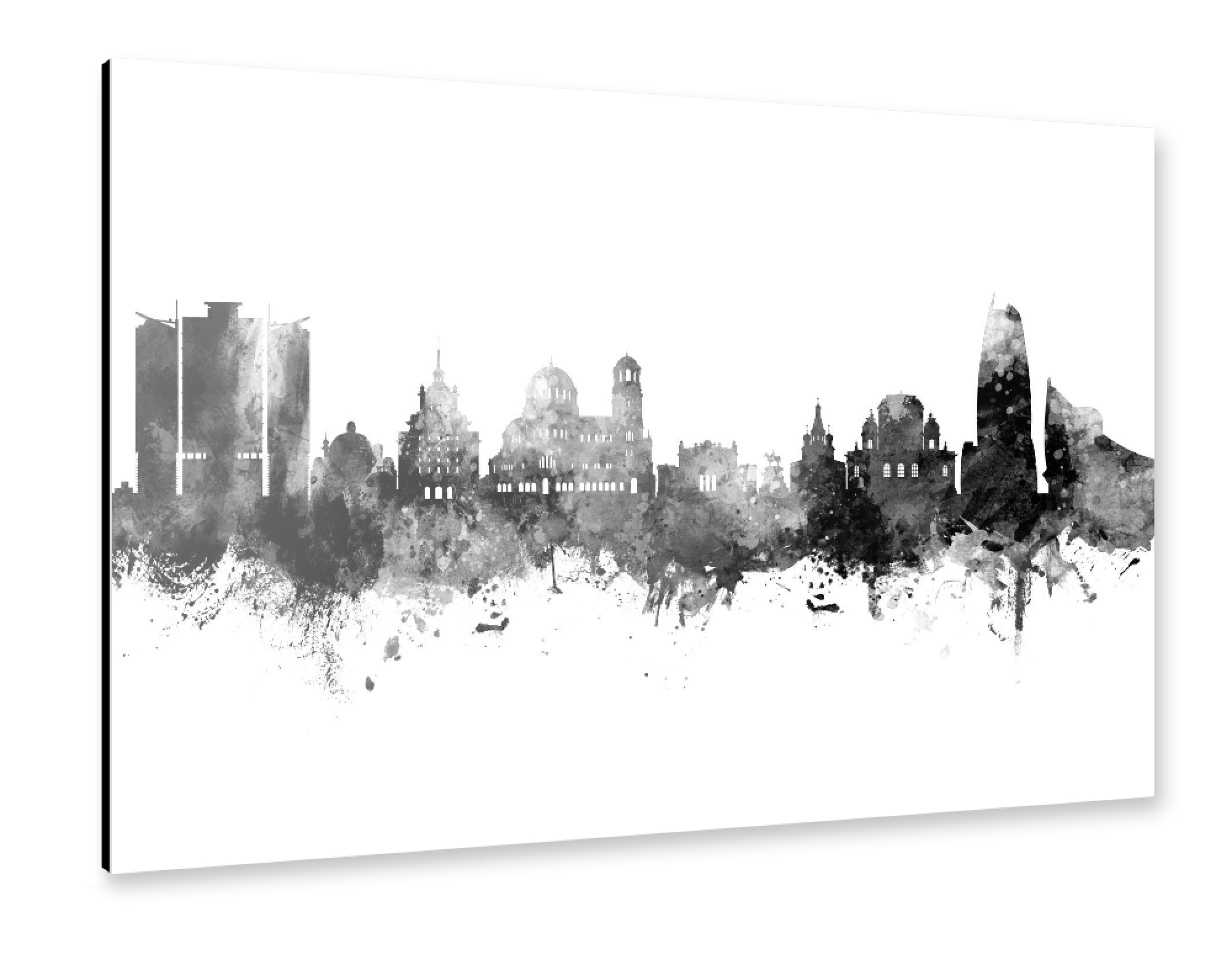 Alu-Dibond "Sofia Bulgaria Skyline Black" 75x50 cm artboxONE