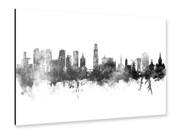 Alu-Dibond "Utrecht Skyline Black" 30x20 cm artboxONE