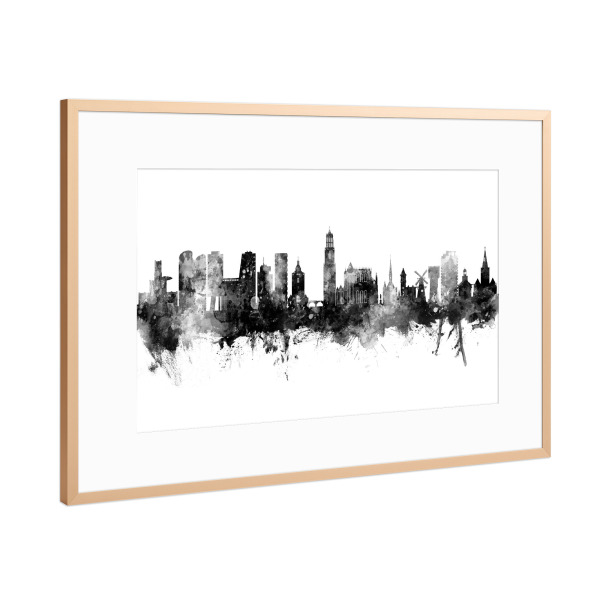 Poster mit Rahmen Kupfer "Utrecht Skyline Black" artboxONE - Städte,Schwarzweiß
