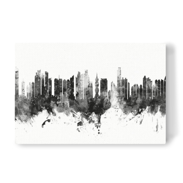 Leinwandbild "Panama City Skyline Black" artboxONE - Städte,Schwarzweiß