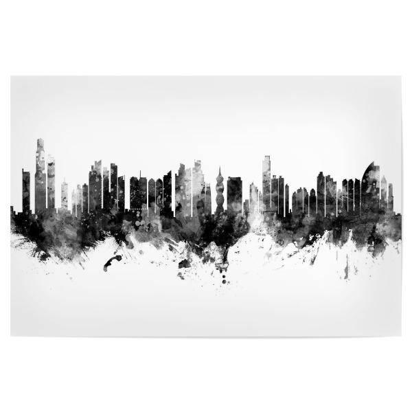 Poster "Panama City Skyline Black" artboxONE - Städte,Schwarzweiß