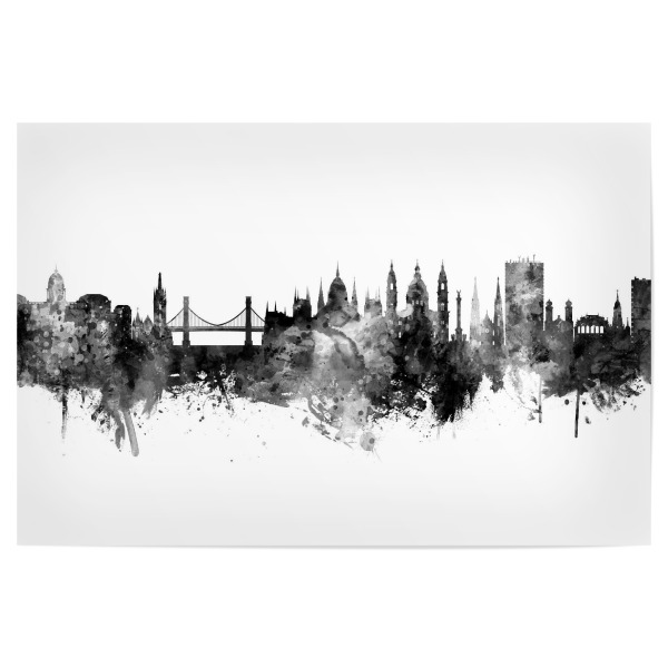 Poster "Budapest Hungary Skyline Black" artboxONE - Städte,Schwarzweiß