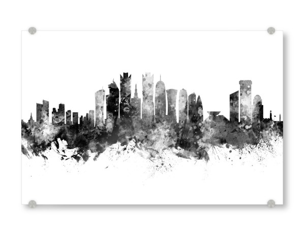 Acrylglasbild "Doha Qatar Skyline Black" artboxONE - Städte,Schwarzweiß