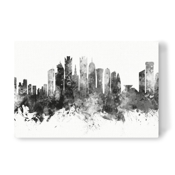 Leinwandbild "Doha Qatar Skyline Black" artboxONE - Städte,Schwarzweiß