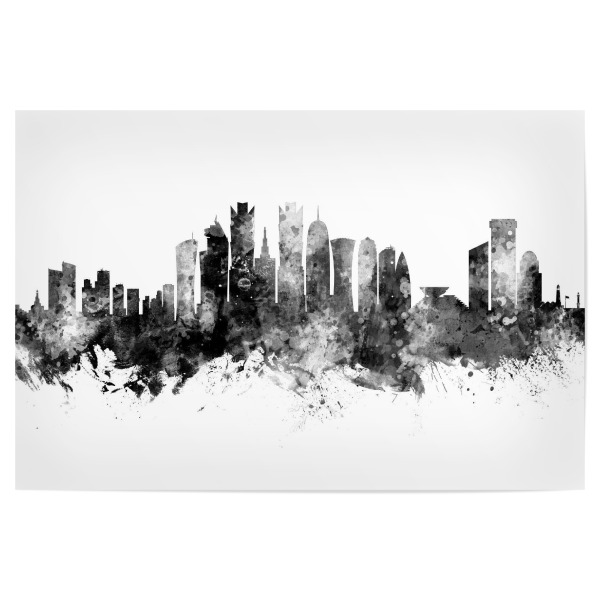 Poster "Doha Qatar Skyline Black" artboxONE - Städte,Schwarzweiß