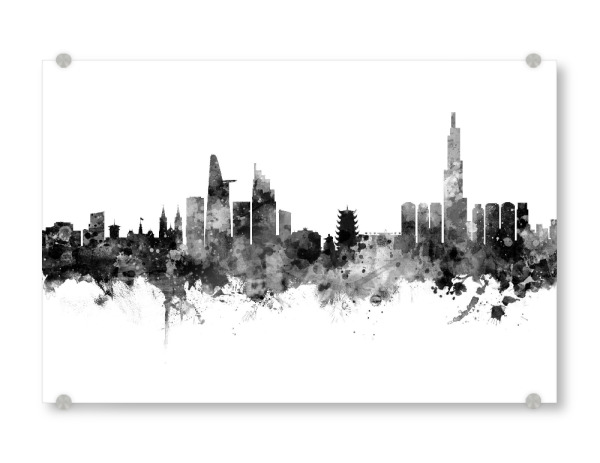 Acrylglasbild "Ho Chi Minh City Skyline Black" artboxONE - Städte,Schwarzweiß