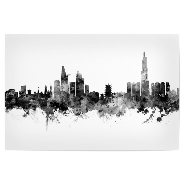 Poster 30x20 cm "Ho Chi Minh City Skyline Black" artboxONE - Städte,Schwarzweiß