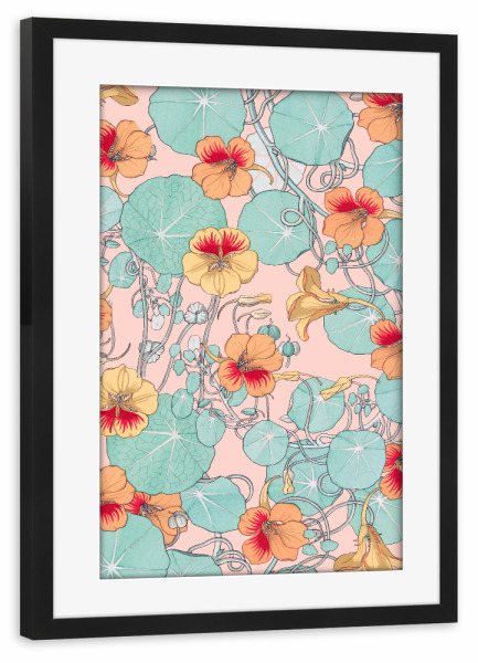 Poster mit Rahmen schwarz "Lily Pond" artboxONE - Floral,Abstrakt